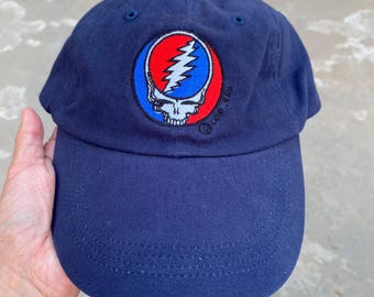 Vintage 90s Grateful Dead Hat Steal Your Face Red Blue Cap Anvil