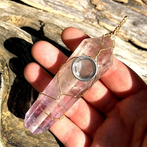 Amethyst Crystal Pendant, Crystal Pipe, Pendant Pipe, Smoke Pipe, Tobacco Pipe, Quartz Pipe, Glass Pipe, Smoke Pieces, Smoke Accessories