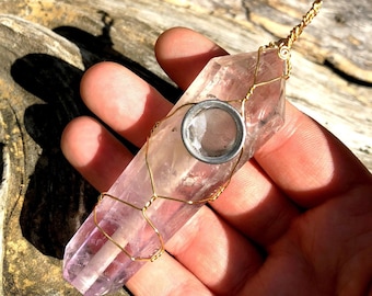 Amethyst Crystal Pendant, Crystal Pipe, Pendant Pipe, Smoke Pipe, Tobacco Pipe, Quartz Pipe, Glass Pipe, Smoke Pieces, Smoke Accessories