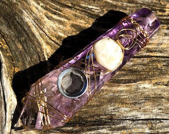 Quartz Pipe, Purple Pipe, Smoke Pipe, Tobacco Pipe, Amethyst Crystal, Purple Crystal, Pretty Pipe, Girly Pipe, Stone Pipe, Metaphysical