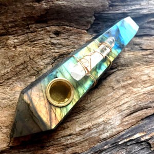 Labradorite Pipe, Smoke Pipe, Crystal Pipe, Crystal Healing Pipe, Chakra Healing, Labradorite Lovers, Custom Pipes, Pretty Pipe, Stone Pipes