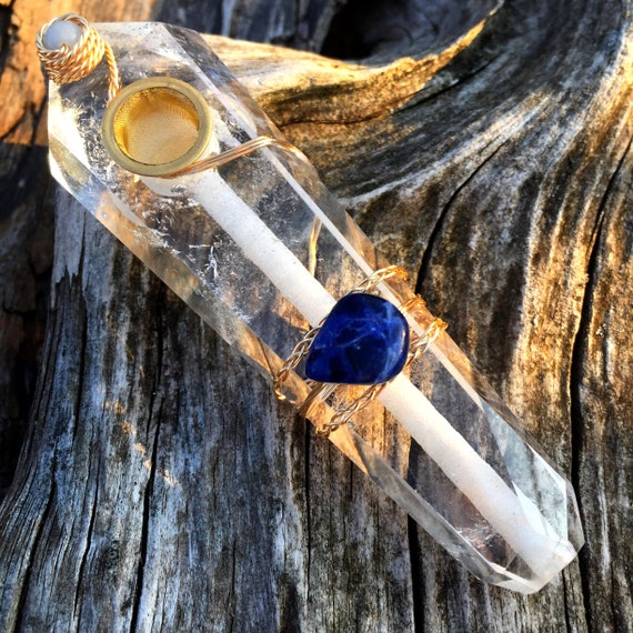 Natural Amethyst Fluorite Lapis Lazuli Crystal Quartz Smoking Pipe For Tobacc WD