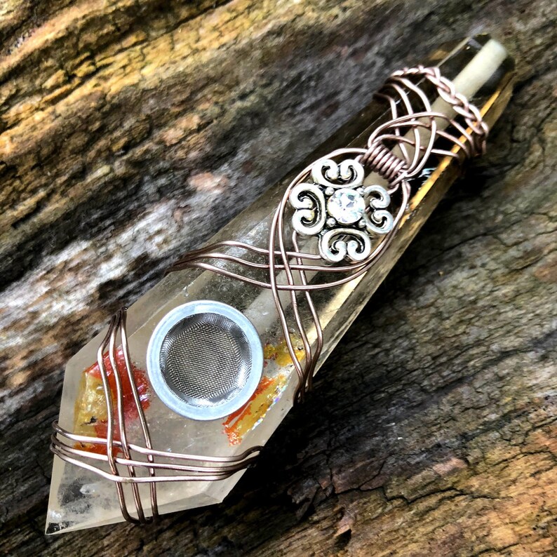 Smoky Quartz Pipe Crystal Pipe Custom Pipe Wire Wrapped Etsy