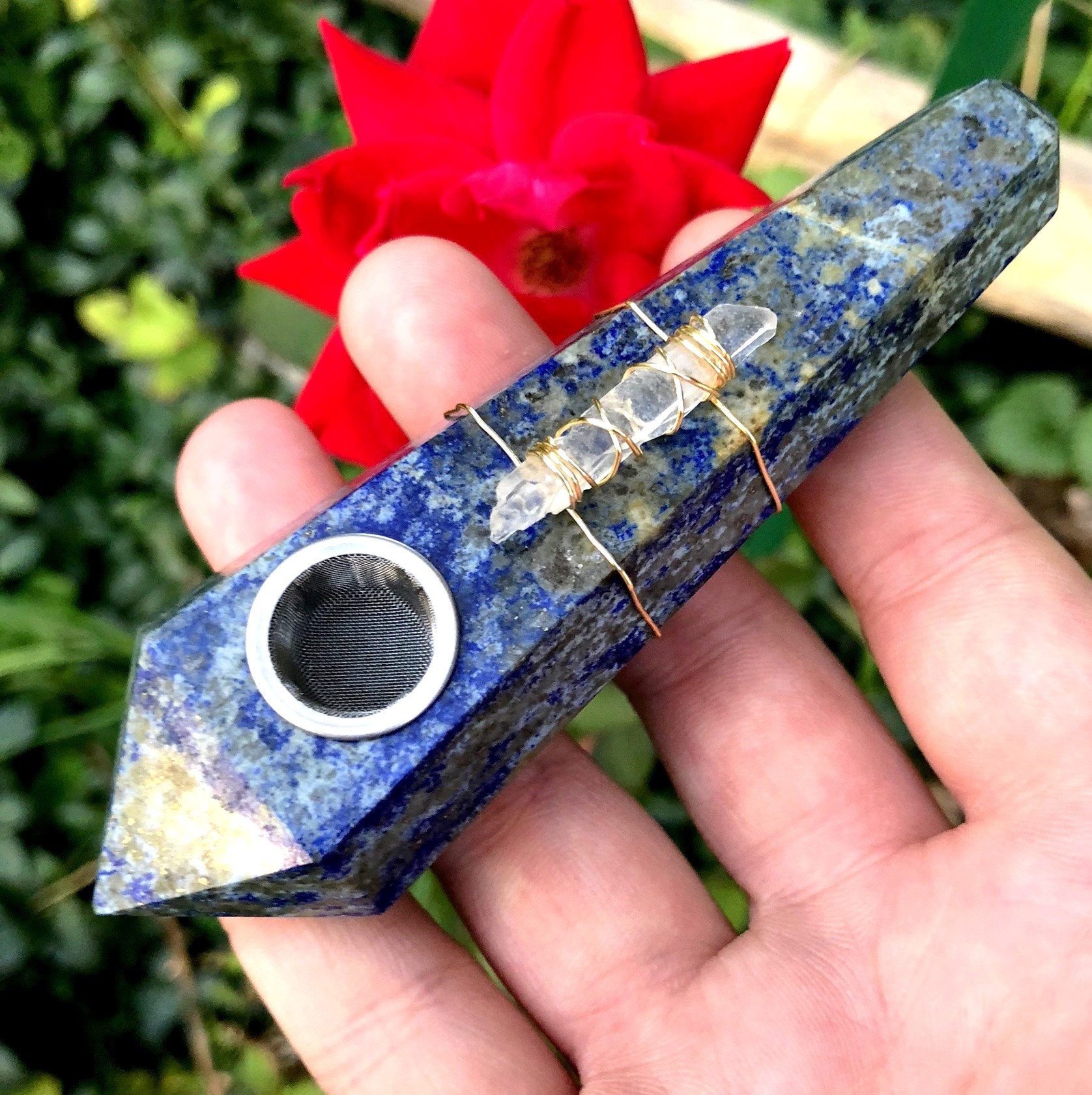 Lapis Lazuli Pipe, Stone Pipe, Blue Pipe, Crystal Gift, Crystal