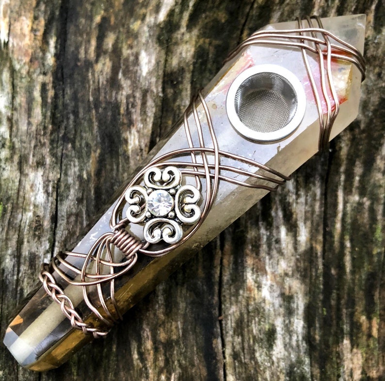 Smoky Quartz Pipe Crystal Pipe Custom Pipe Wire Wrapped Etsy