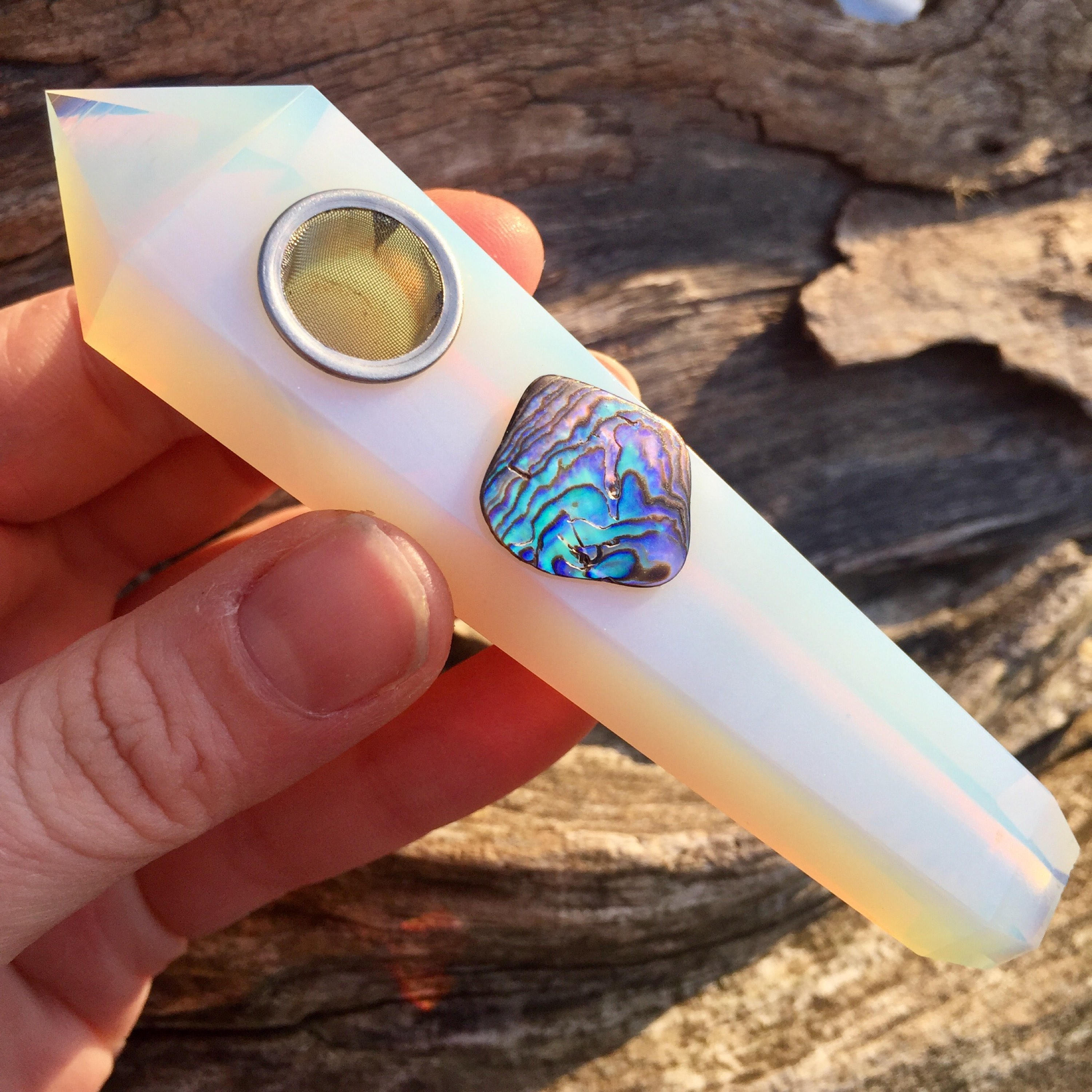 Crystal Pipe Abalone Opal Custom Pipe Opal Pipe Gemstones Etsy Canada