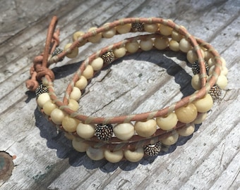 Bracciale Bohémien In Pietre Naturali Fatto A Mano - Regolabile 5 Giri | Gioiello Unisex Per Yoga E Guarigione