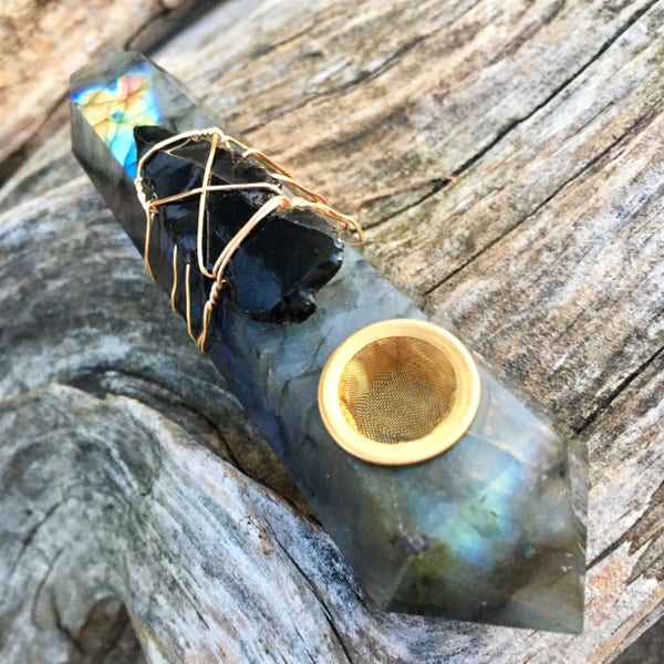 Arrowhead Pipe, Labradorite Pipe, Custom Pipe, Gifts for him, Crystal Healing, Chakra Healing, Stone Pipe, Smoke Pipe, Labradorite Healing