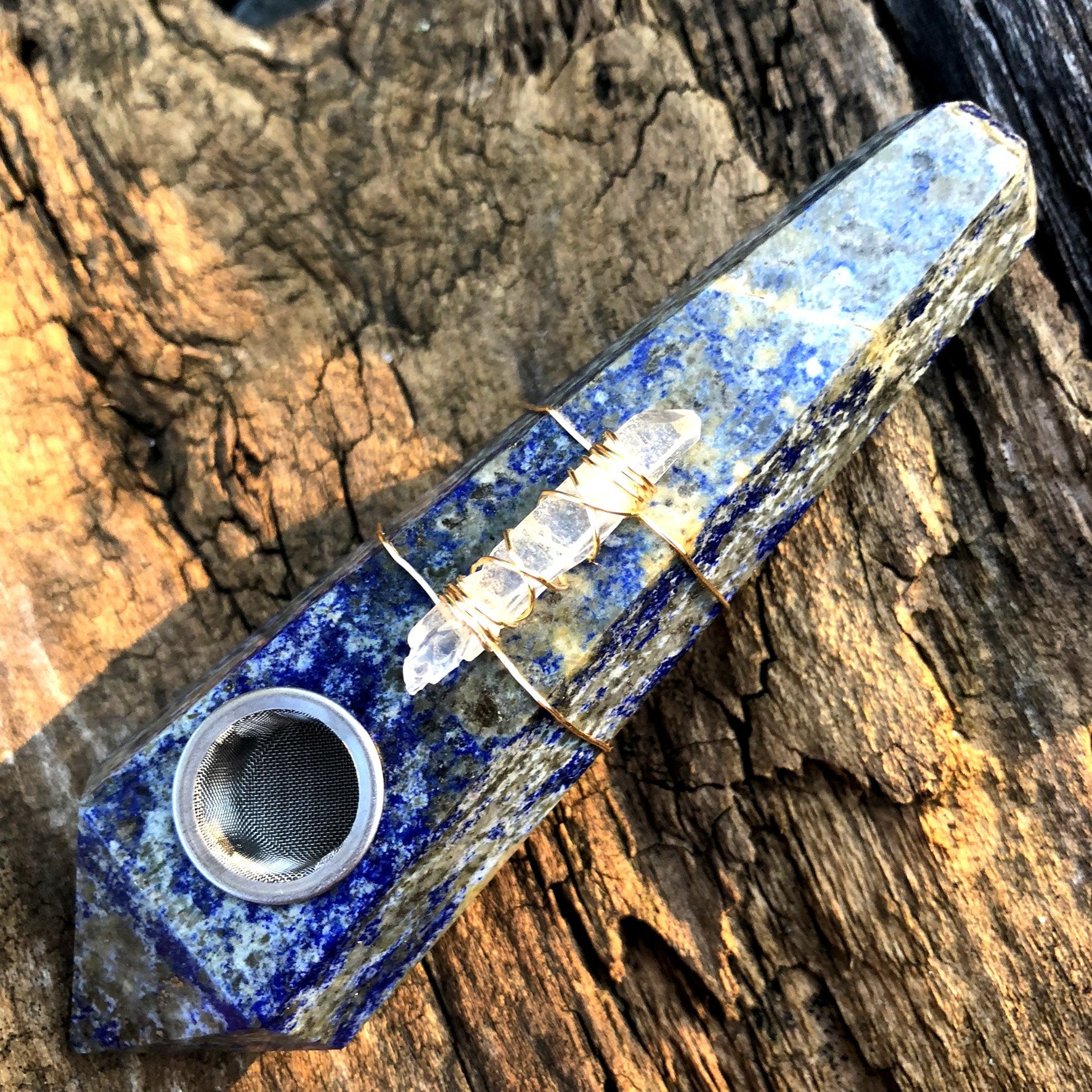 Lapis Lazuli Pipe, Stone Pipe, Blue Pipe, Crystal Gift, Crystal