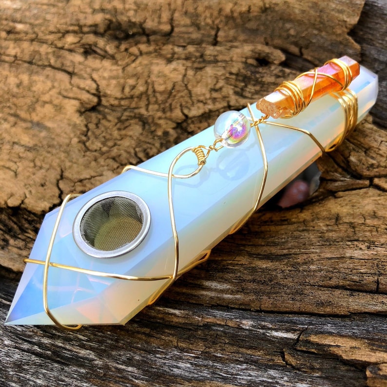Large Glass Pipe Opal Crystal Pipe Pipes for Smoking Glass Etsy