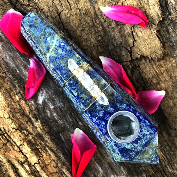 Lapis Lazuli Pipe, Stone Pipe, Blue Pipe, Crystal Gift, Crystal