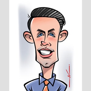 Caricatura digitale per 1 persona. Caricatura personalizzata per 1 persona. Caricatura digitale a colori dalla tua foto.