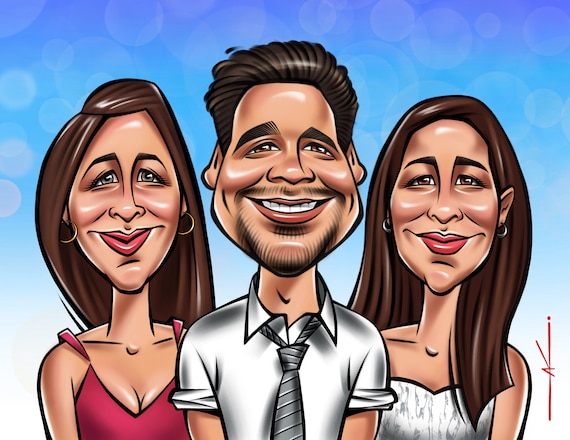 3名様分のオーダーメイド似顔絵。 - Etsy 日本