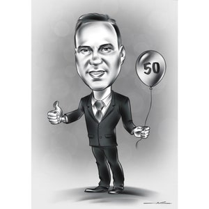 Caricatura regalo personalizzata per il 50° anniversario
