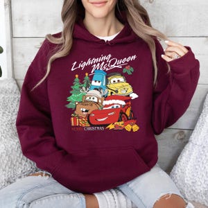 Lightning McQueen Tow Mater Christmas Sweatshirt, Vintage Cars Christmas Shirt, ,Cars Merry Christmas 2024 Shirt, Family Christmas Hoodie image 4