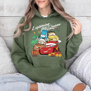 Lightning McQueen Tow Mater Christmas Sweatshirt, Vintage Cars Christmas Shirt, ,Cars Merry Christmas 2024 Shirt, Family Christmas Hoodie image 6