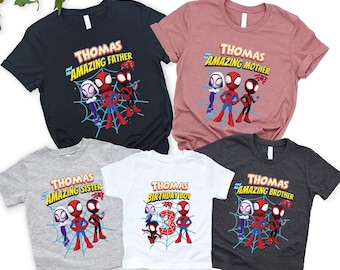 Custom Spidey Birthday Shirt, Spidey and His Amazing Friends Birthday Shirt, Spidey and His/Her Amazing Family Birthday Boy/ Girl T Shirt