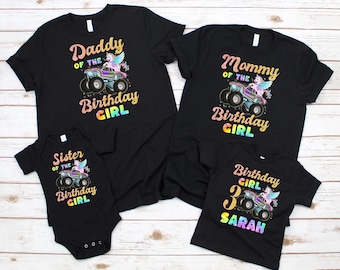 Unicorn Monster Truck Birthday Shirt, Custom Monster Truck T-shirt, Monster Truck Birthday Shirts