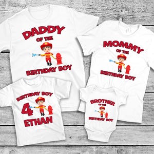 Firefighter Birthday Shirts, Fireman Family birthday shirt, Fire Truck Birthday Shirt, Custom Firefighter Birthday Shirts