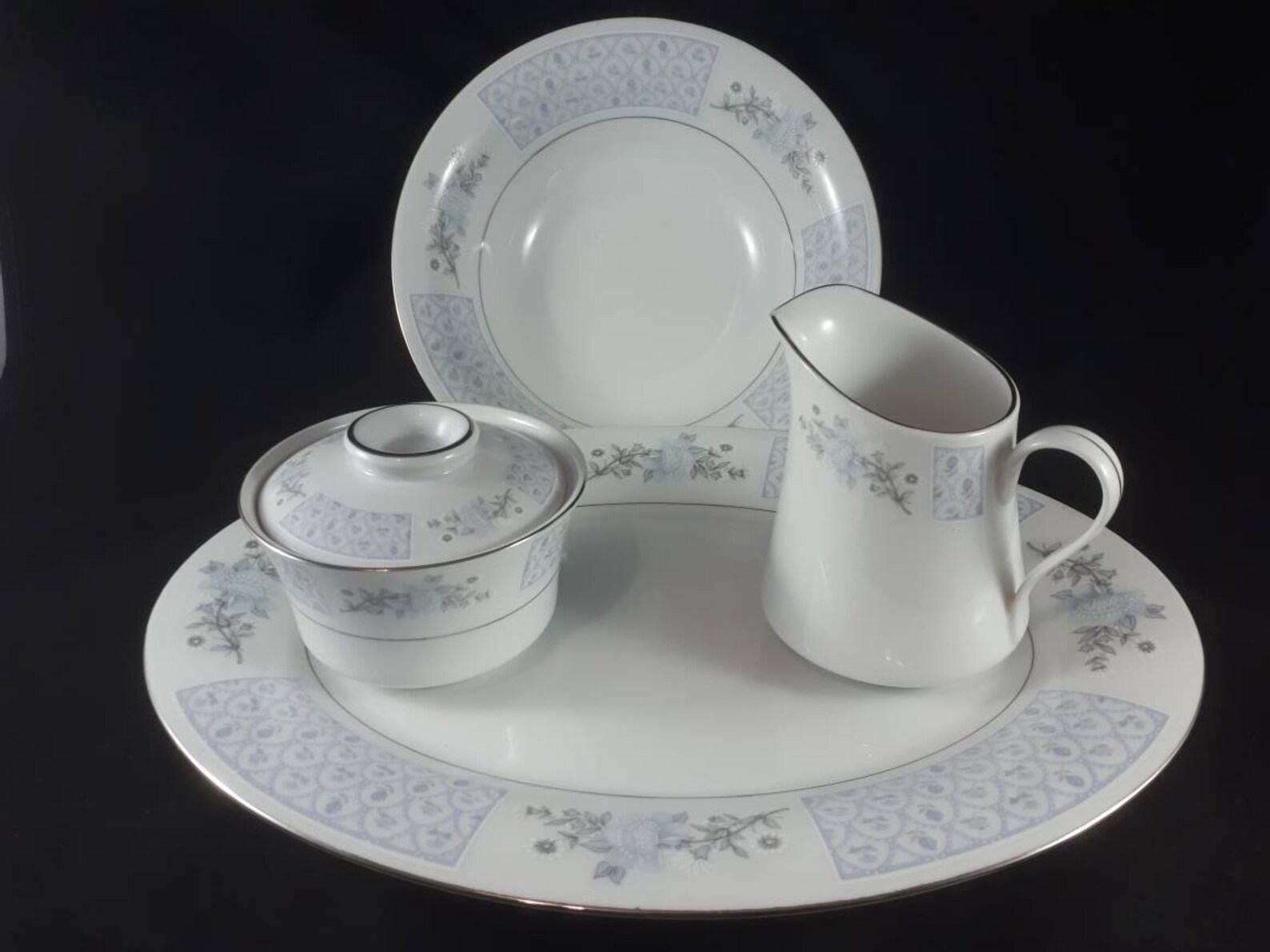Liling China Dish Set Yung Shen Dishes Vintage Blue Gray Etsy