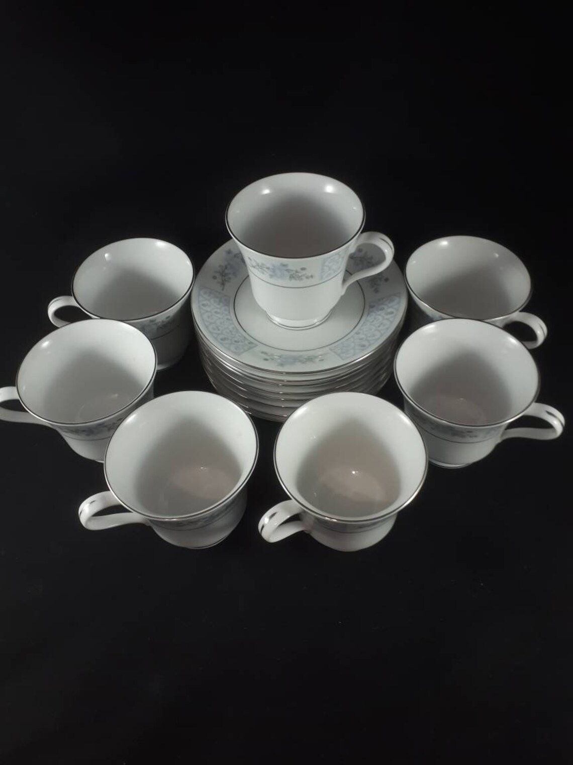 Liling China Dish Set Yung Shen Dishes Vintage Blue Gray Etsy