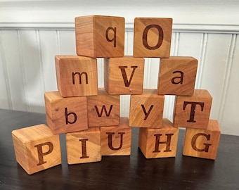 Modern Hardwood Alphabet Blocks (Cherry) - Set of 26 Blocks