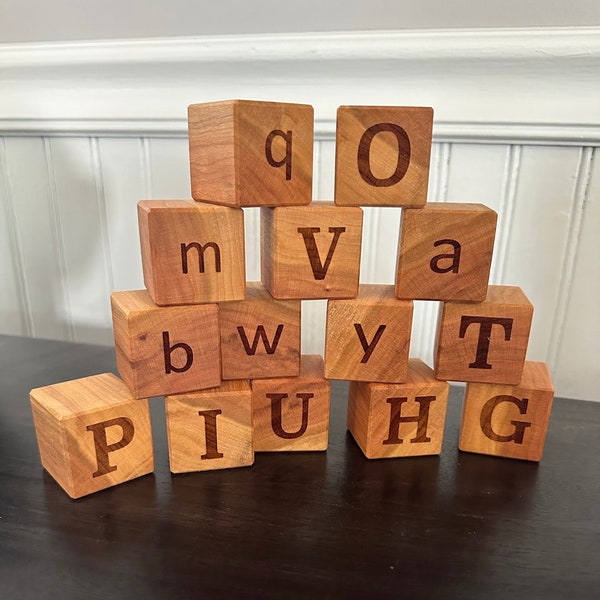 Modern Hardwood Alphabet Blocks (Cherry) - Set of 26 Blocks