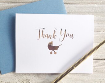 Gold Foil Baby Thank You Card - Baby Shower - New Baby Thank You Card Set - Boy, Girl or Gender Neutral - Baby Baptism Card Set - Gifts