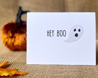 Hey Boo Halloween Card, Funny Halloween Card, Ghost Halloween Card for Friend, Husband or Wife