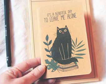 Cuaderno de gato negro, cuaderno, diario, hecho a mano