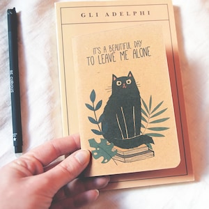 CUADERNO Gato negro, cuaderno, diario, hecho a mano