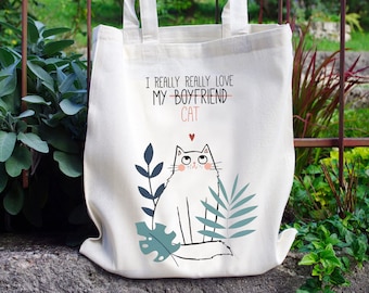 BORSA TOTE BAG, borsa per la spesa, Gatto, love, Shopping Bag, borsa riutilizzabile