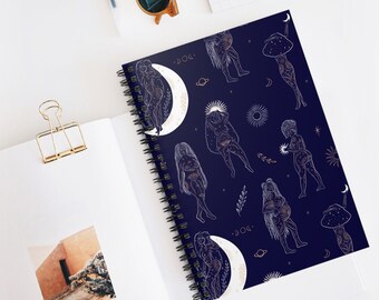 Druid Goddess Spiral Notebook/ Fantasy Notebook /ruled Notebook / Moon ...