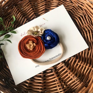 Fall felt and velvet nylon headband or clip baby girl