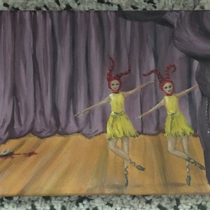 oil painting, small oil painting, painting of dancers, dancers, two dancers, dance art, illustration, small painting of dancer small oil art