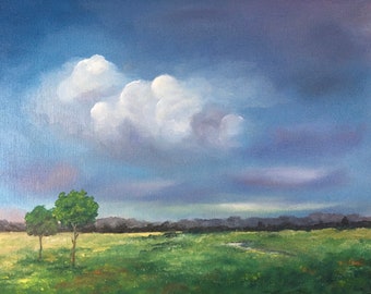 Landscape painting, large landscape painting, oil painting landscape art tree painting cloud art tree oil landscape tree small oil painting
