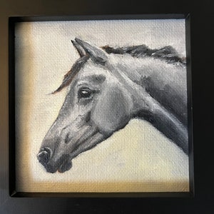 Horse painting, Horse art, Horse, small framed painting of horse, horse profile, horse portrait, small horse art, small horse, head of horse