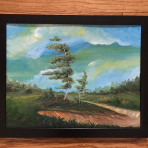 Landscape painting, landscape paintings, original landscape art, acrylic tree painting landscape acrylic painting cloud art tree painting image 4