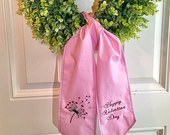 Wreath Sash, Wreath Bow, Wreath Ribbon, Valentine Wreath Sash, Personalized Wreath Sash, Monogrammed Front Door Wreath Sash, Door Decor