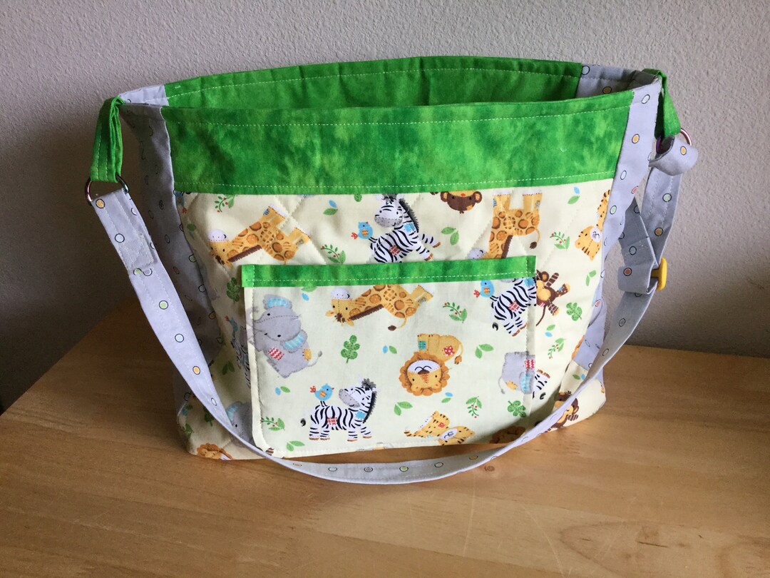 16x 17 Quilted Fabric Diaper Bag With Adjustable Shoulder Strap Etsy