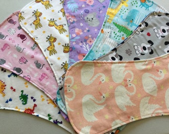 Personalized Baby Burp Cloths Set, Reversible, Soft Flannel Shoulder Cloths, Baby Shower Gift, Infant Burp Cloths, Burp Rags, Burp Cloths