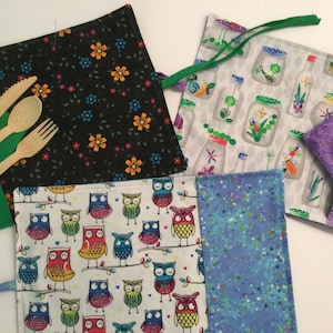 Children School Lunch Mat with Napkin and Bamboo Utensils, Personalized Lunch Mat, School Supplies, Reusable School Lunch Mat