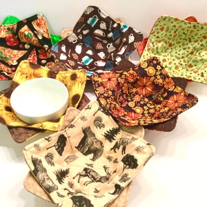 Microwave Bowl Cozy Set, Reusable Bowl Cozies, Snack Bowl Cozies, Cold Bowl Cozy, Hot Bowl Cozy, Camping Bowl Holder, Christmas Gift Idea