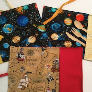School Lunch Mat with Napkin and Bamboo Utensils, Personalized Lunch Mat, School Supplies, Reusable School Lunch Mat, Snack Mat