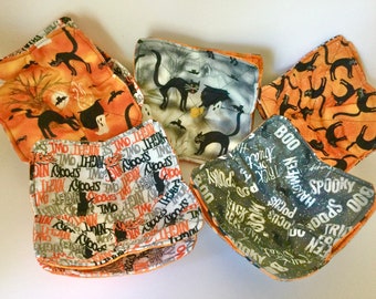 Halloween Bowl Cozy Set, Reversible Cotton, Microwave Safe