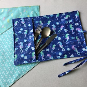 Reusable Placemat & Napkin, Camping Placemat, School Mat, Personalized Mat, Picnic Mat, Utensil Holder Placemat, Snack Mat, Lunchbox Mat