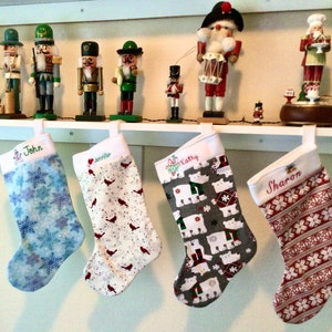 Calcetín navideño de franela personalizado, decoración navideña familiar bordada