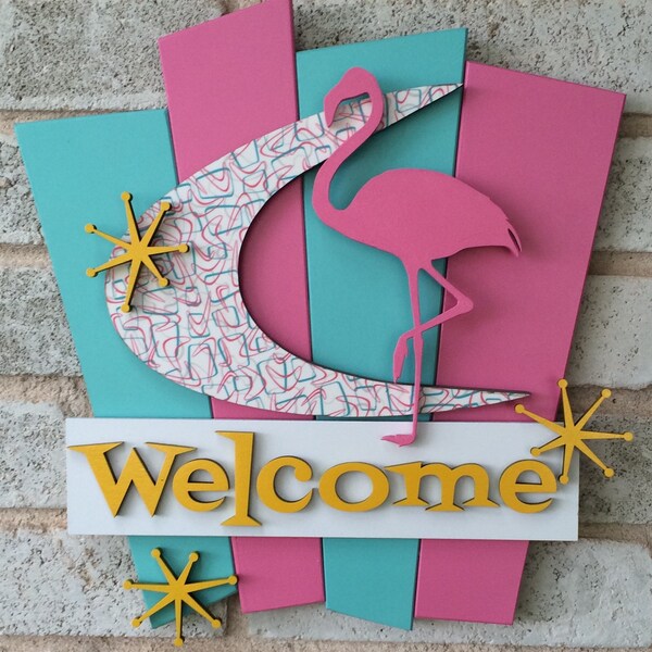 Welcome Sign, Welcome Sign for Front Door, Housewarming Gift, Birthday Gift, Retro Wedding Gift, Gift for Retro Couple