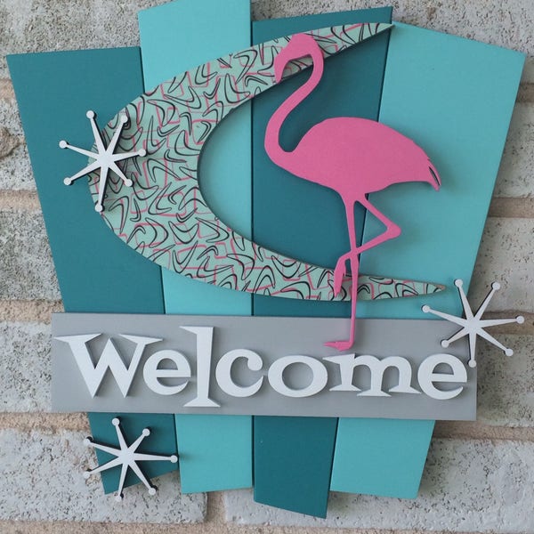 Welcome Sign, Welcome Sign for Front Door, Housewarming Gift, Birthday Gift, Retro Wedding Gift, Gift for Retro Couple