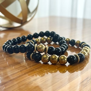 2-bracelet Gold and black set